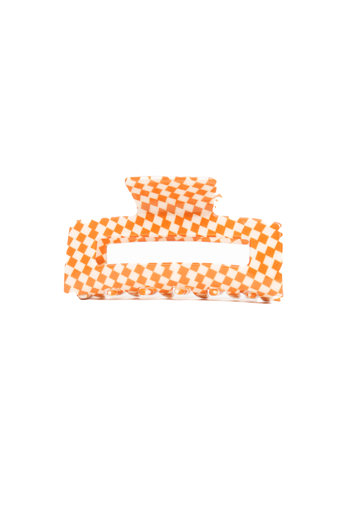 Midi Claw in Orange Checker