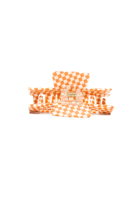 Midi Claw in Orange Checker